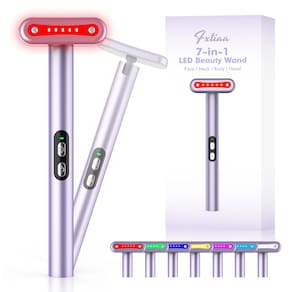 Massageador facial LED vermelho e azul 7 em 1 com varinha de terapia de luz Fxtiaa