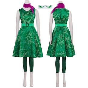 Traje de cosplay Gudiwne Inside Out Disgust Green Dress Women
