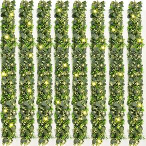 Guirlanda de eucalipto Waipfaru com luzes de 1,78 m com 8 flores