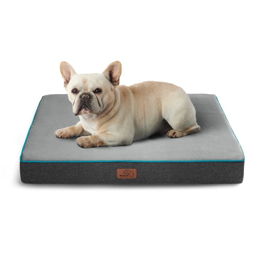 Cama viscoelástica para cães Bedsure Ortopédica Impermeável Cinza S