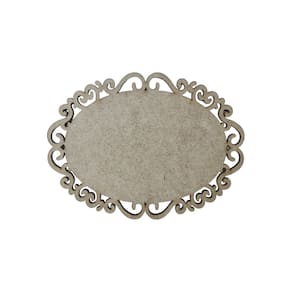 Placa Mdf Cru Artesanato Design Arabesco Oval Aramado 35Cm