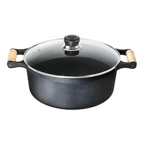 Caçarola Ferro Fundido 2 Alças Madeira Tampa Vidro 1,6 L