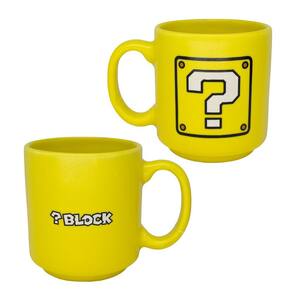 Mini Caneca Super Mario Interrogação Empilhável Cerâmica Amarela 100ML Oficial Nintendo