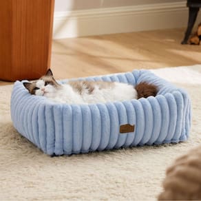 Cama para cães Bedsure, lavável, ortopédica, velo, azul