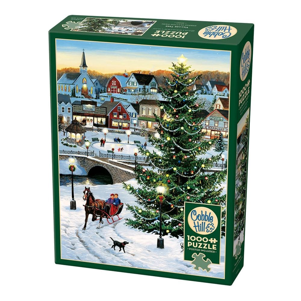 Quebra-cabeça Cobble Hill Village Tree 1000 peças com pôster