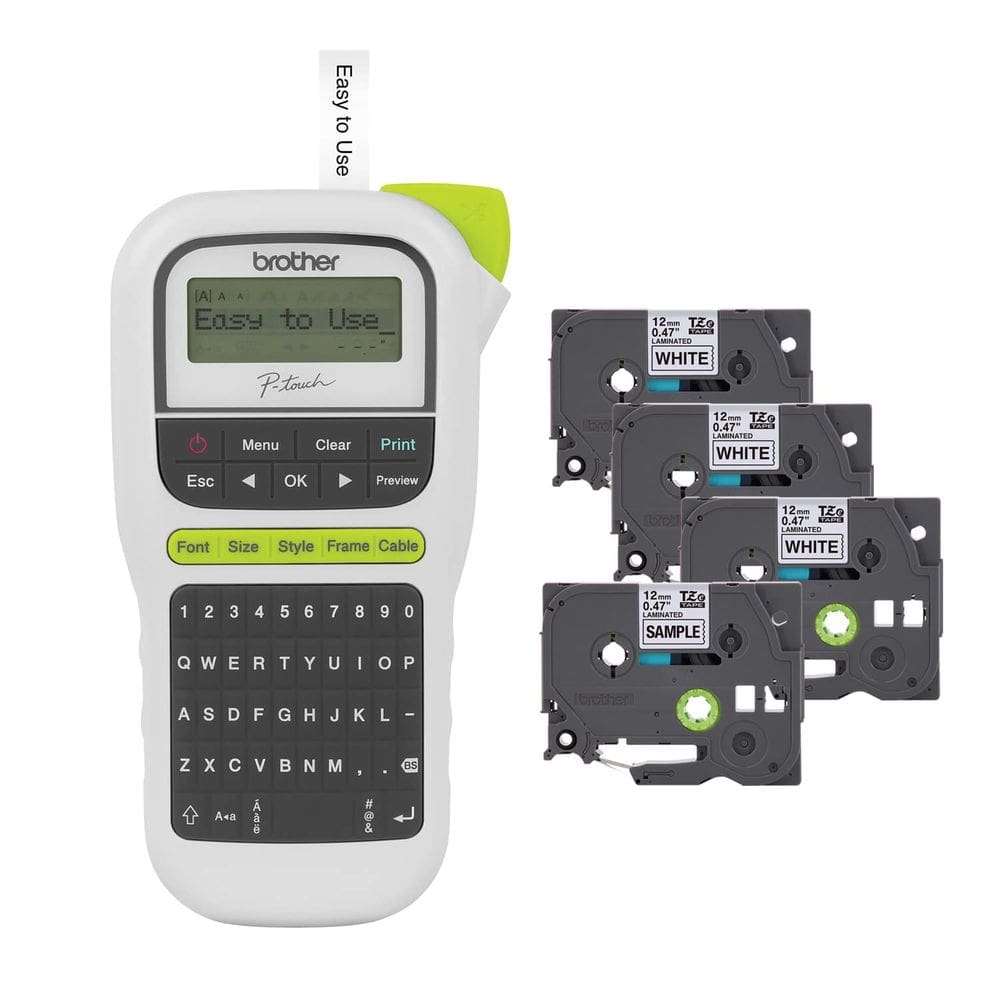 Máquina de etiquetas Brother P-Touch PTH110BP portátil com 4 fitas