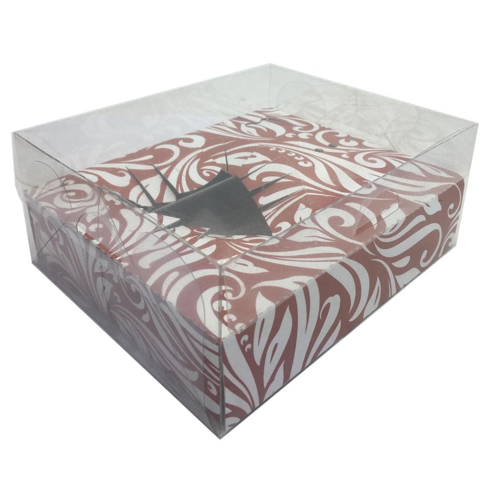 Kit 25 Caixas Coração De Colher 250G Vermelho Floral