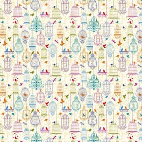 Papel Parede Gaiolas Coloridas Passarinho Adesivo Decorativo