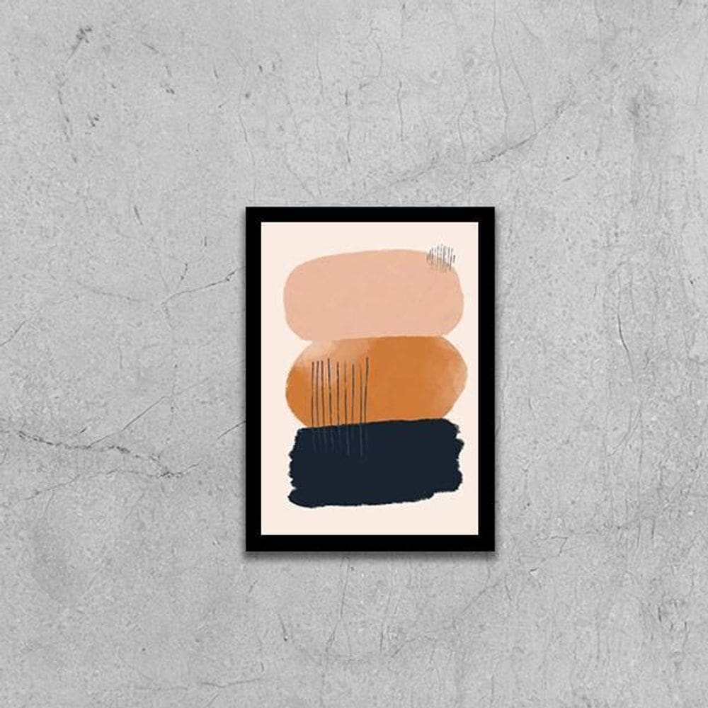 Quadro Abstrato Tons Terrosos Ii 33X24Cm - Moldura Preta