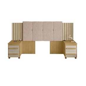 Cabeceira Expansível Suiça II Cinamomo/Off White Com Capitonê Pena Caramelo - RV Móveis