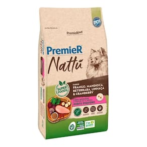 Ração Premier Nattu Cães Adultos Pequeno Porte Frango e Mandioca 10,1kg