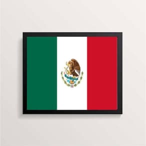 Quadro Decorativo Bandeira México 33X24Cm - Com Vidro