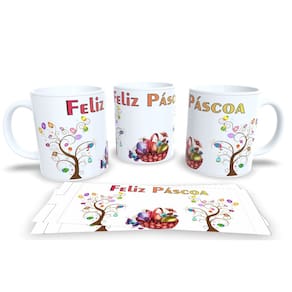 Canecas de Porcelana Personalizada Páscoa Encanto e Doçura em Cada Gole