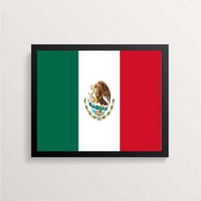 Quadro Decorativo Bandeira México 33X24Cm - Com Vidro