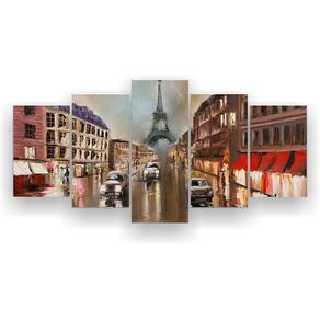 Quadro Decorativo Mosaico 5 Un Pintura Rua Tranquila Chuvas
