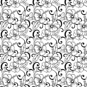 Papel De Parede Floral Flores Preta Sem Pintura Adesivo Sala