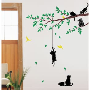 Adesivo De Parede Decorativo Gatos Brincando Na Arvore