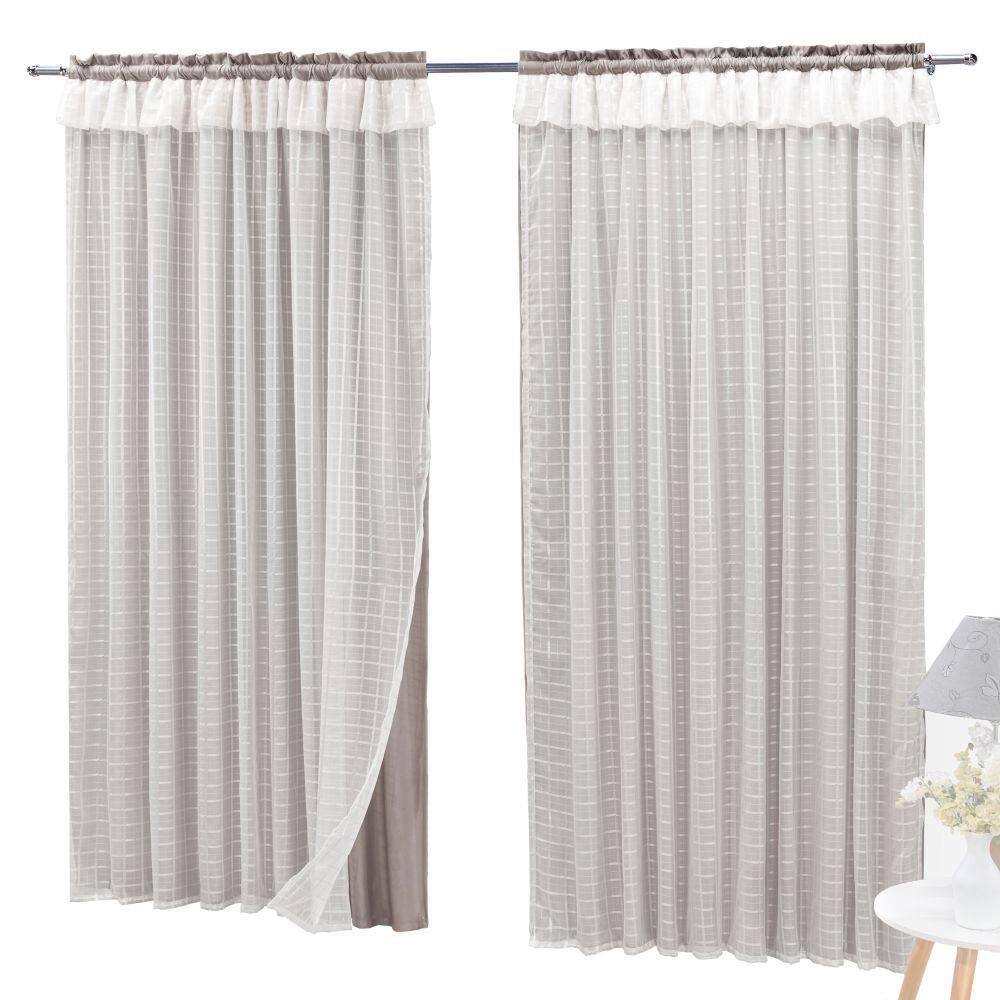 Cortina Semiblackout E Voal 3,00 X 2,60 Trilho Comum - Palha