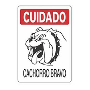 Placa Advertência Cuidado Cachorro Bravo PVC 20x30cm