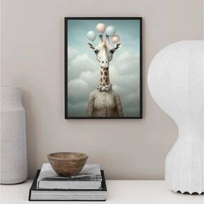 Quadro Decorativo Girafa Com Balões 33X24Cm