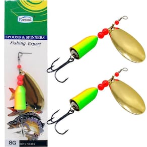 Kit 2 Isca Artificial Equipamento Anzóis Pesca Giratório 8g