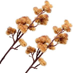 Kit 2 Plantas Artificiais Enfeite Jardim Mamonas Marrom 70cm