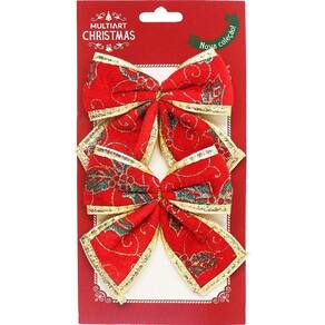 Kit 20 Enfeite Laços Vermelho Natalino árvore Natal De 12cm