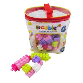 Sacola De Blocos Multikids Cubic Jr 80 Peças +3 Anos Tam. P