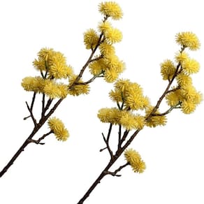 Kit 6 Plantas Artificial Mamonas Amarelo Escuro Enfeite 70cm