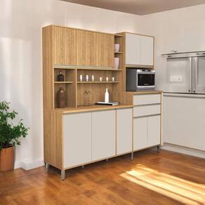 Cozinha Compacta 10 Portas Gabi Freijó e Off White