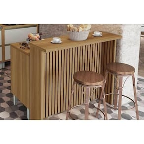 Balcão Ilha Cozinha Gourmet Burguesa Com 2 Portas E 3 Gavetas 120cm Freijó Grafite
