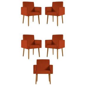 Kit 05 Poltronas Nina Decorativa Para Recepção Balaqui Decor Terracota