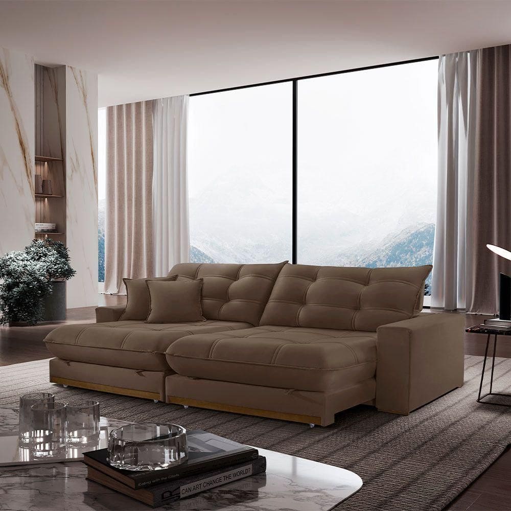 Sofá Duque Dois Módulos De 120cm B25cm B016 Veludo Marrom