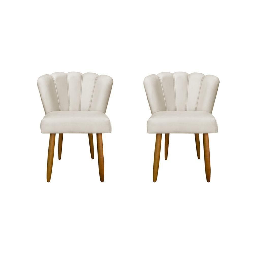 Kit 2 Cadeiras Flor Luxo Mesa De Jantar Moderna Balaqui Decor Bege