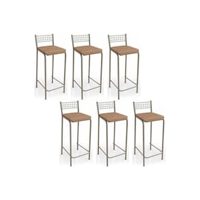 Banqueta De Cozinha Gênova B705 Kit 6 Un Niquel Capuccino