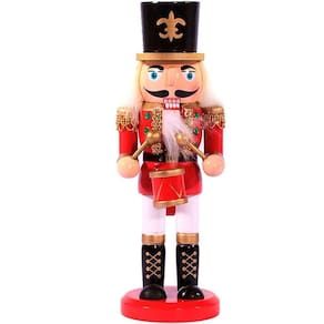 Boneco Natal Papai Noel Madeira Quebra Nozes Tambor 20cm