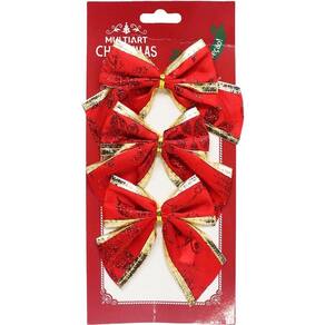Kit 24 Enfeite Laços Vermelho Natalino árvore Natal De 10cm