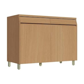 Balcão De Cozinha Modulado Com Tampo Simone Mendes Com 2 Portas E 2 Gavetas 120cm Carvalho Cinza