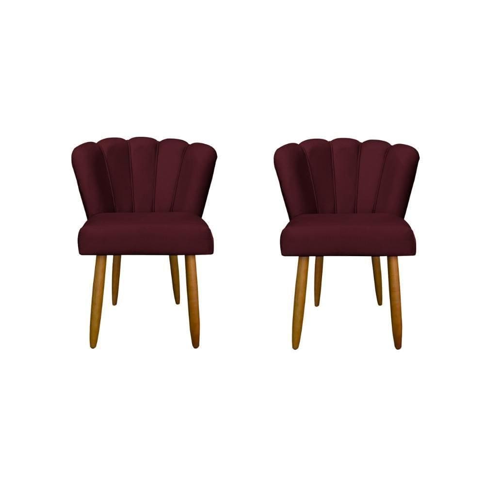 Kit 2 Cadeiras De Jantar Flor Em Veludo Reforçada - Balaqui Decor Cor:bordo Bordo