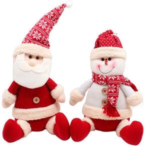 Dupla Papai Noel Boneco Neve Sentado Decoração Natal De 35cm