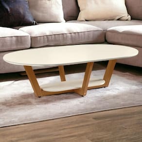 Mesa de Centro Elegance Off White e Nature Tebarrot