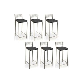 Banqueta De Cozinha Gênova B705 Kit 6 Un Niquel Preto 110