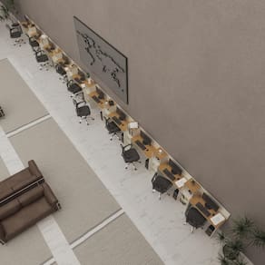 Conjunto De Escritório Smart 9 Livreiro E 10 Mesas 90cm - Off White E Cedro Off White E Cedro