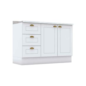 Balcão De Cozinha Modulado Para Pia Com Tampo Americana Com 2 Portas E 3 Gavetas 120cm Branco