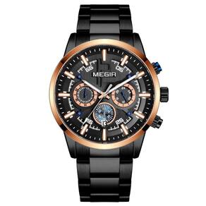 Relógio De Pulso Masculino Com Pulseira De Aço Inoxidáve Com Data Automática Impermeavel 3atm Preto