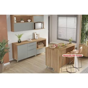 Kit Cozinha Modulada 6 Peças Marquesa 2aéreos+3balcões+1ilha C6p02 Nature Verde