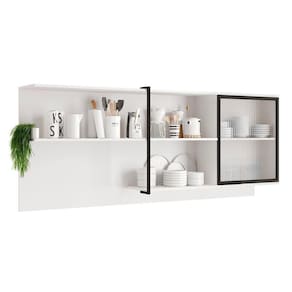 Armário Aéreo Para Cozinha Alpha 2504 Com 1 Porta Com Vidro Canelado 200cm Branco