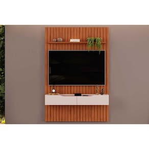 Home P- Tv Até 55 Pol Pratic Ripado C- 2 Gavetas 143x240cm Freijó-off White - Dj Móveis