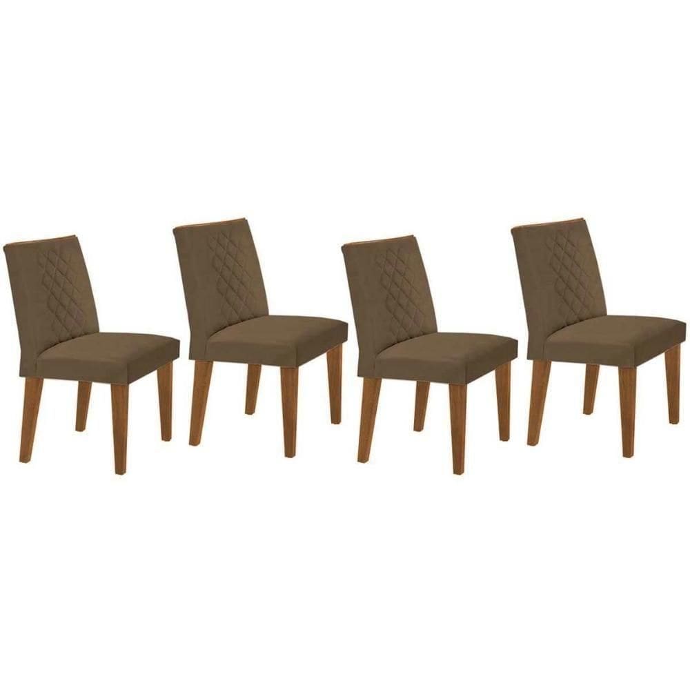 Kit 4 Cadeiras Sala Jantar Jade 4 Un Capuccino Suede Capuccino Rufato
