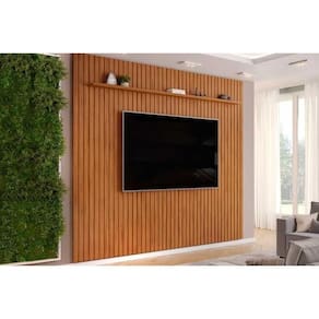 Home P- Tv Até 85 Pol Pratic Ripado C- 1 Prateleira 275x240cm Freijo - Dj Móveis